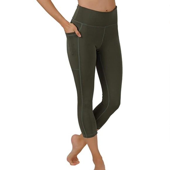 Pants - Yoga Pants Capri Leggings Both Sides Pockets